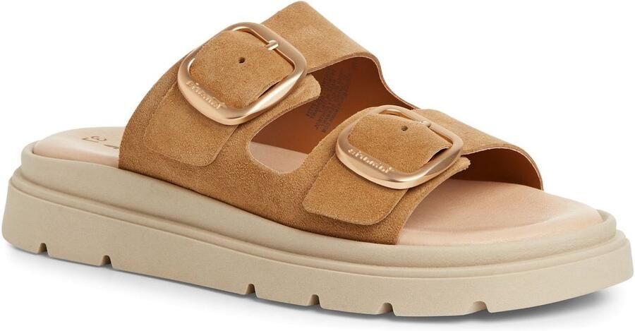 Tamaris Sandalen van leer met plateauzool