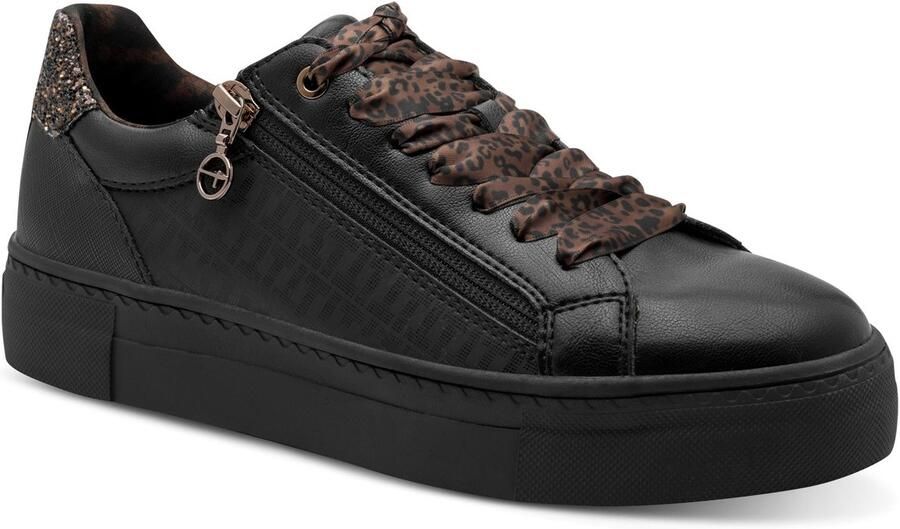 Tamaris lage toptrainers 1-23313-41-090 damesschoenen vegan zwart luipaardprint - Foto 2