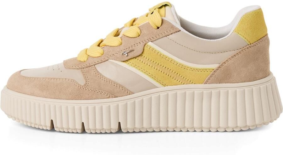 Tamaris Sneakers laag beige donkerbeige mosterd
