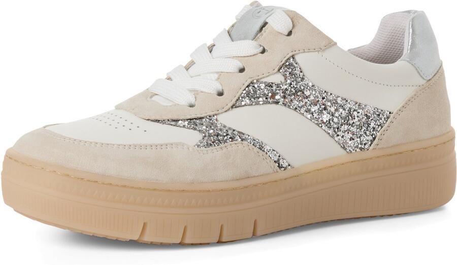 Tamaris Sneakers laag nude lichtbeige zilver