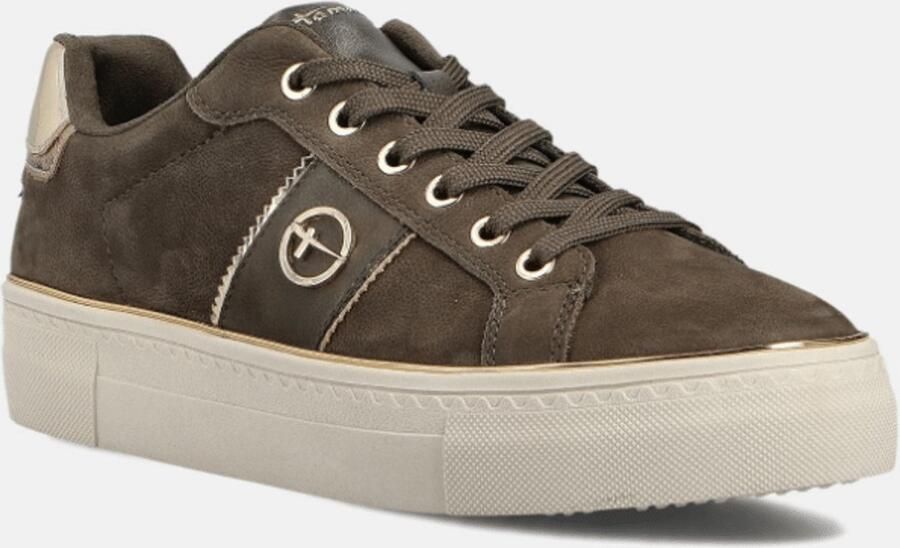Tamaris Plateausneakers vrijetijdsschoen halfhoge schoen veterschoen met glanzende contrastinzet