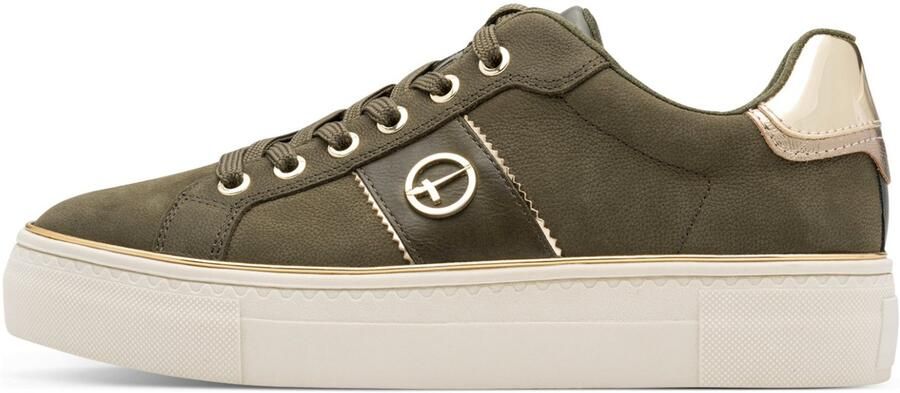 Tamaris Plateausneakers vrijetijdsschoen halfhoge schoen veterschoen met glanzende contrastinzet