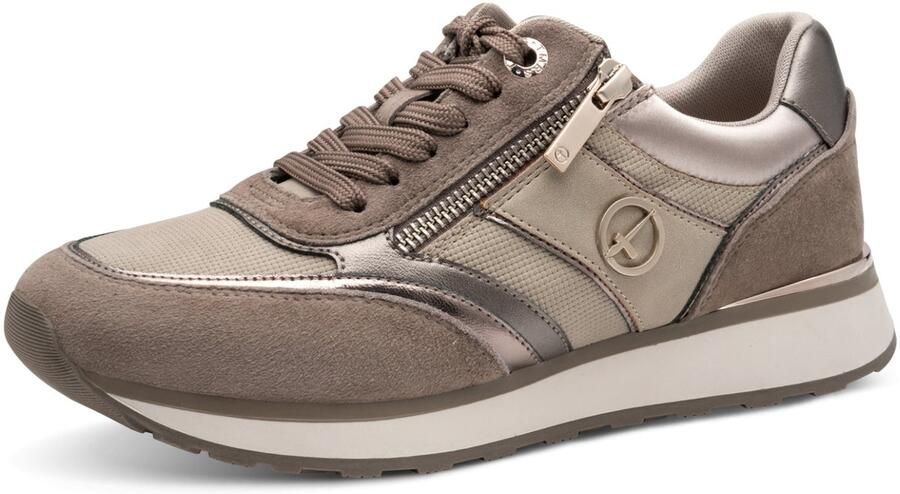 Tamaris Sneakers met sleehak vrijetijdsschoen lage schoen veterschoen met contrastafwerkingen