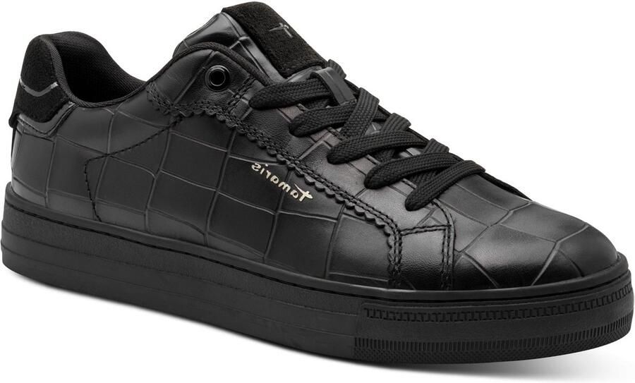 Tamaris dames leren sneaker 1-23730-47-028 dames veterschoen Black Croco - Foto 2