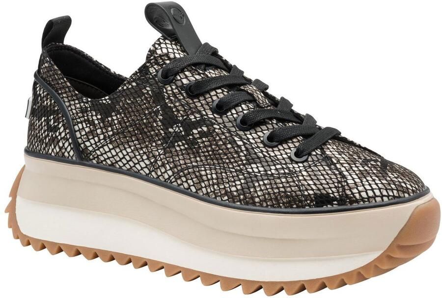 Tamaris Plateausneakers halfhoge schoen veterschoen trendschoen in snake-look