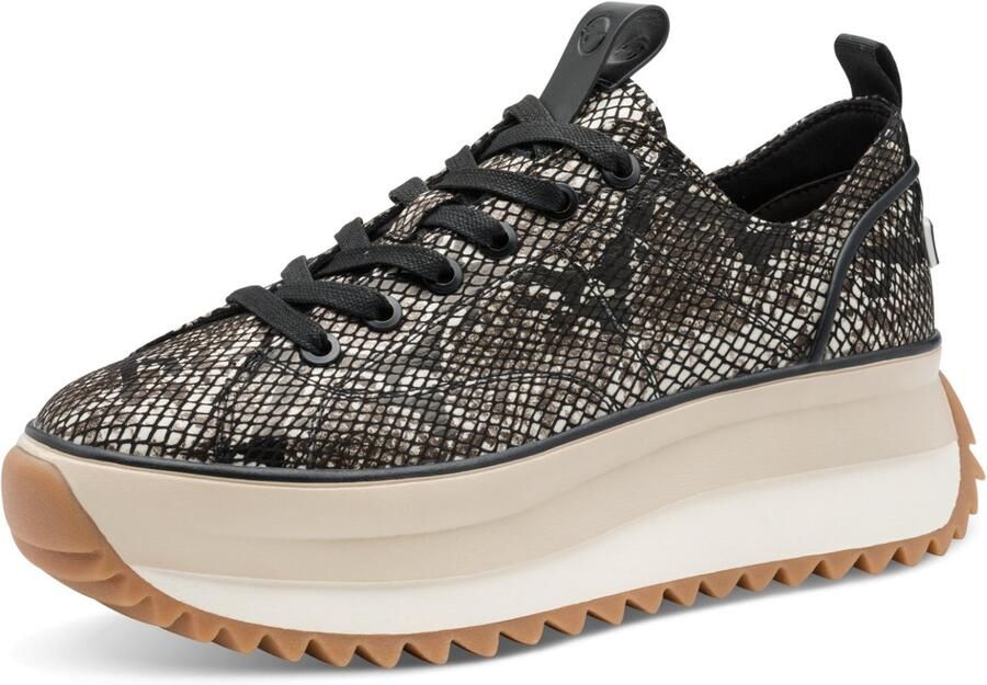 Tamaris Plateausneakers halfhoge schoen veterschoen trendschoen in snake-look - Foto 2