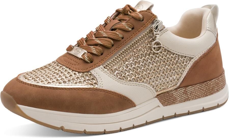 Tamaris Sneakers laag 'Almina' cognac goud zilver wit