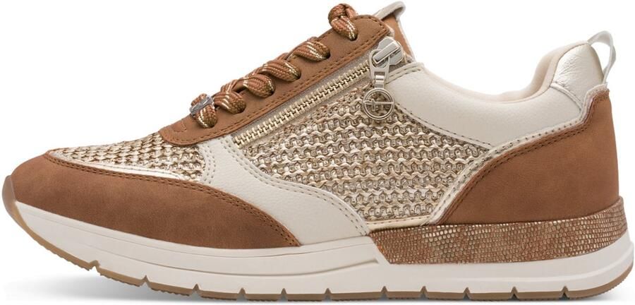 Tamaris Sneakers laag 'Almina' cognac goud zilver wit