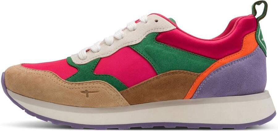 Tamaris Sneakers laag donkerbeige duifblauw jade groen pink