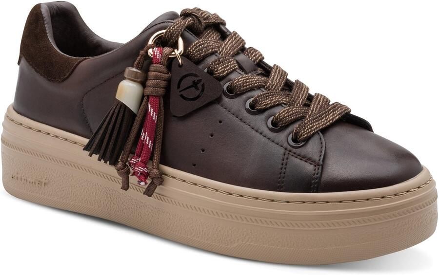 Tamaris dames leren sneaker 1-23775-47-304 dames veterschoen bruin - Foto 2