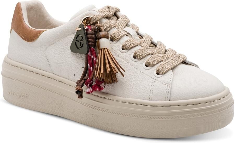 Tamaris dames leren sneaker 1-23775-47-430 dames veterschoen beige - Foto 2