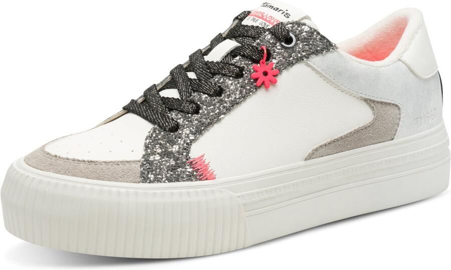 Tamaris dames sneaker 1-23789-46-171 lage schoenen veganistisch Wit Zilver - Foto 2