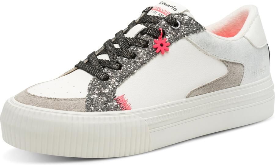 Tamaris dames sneaker 1-23789-46-171 lage schoenen veganistisch Wit Zilver - Foto 3