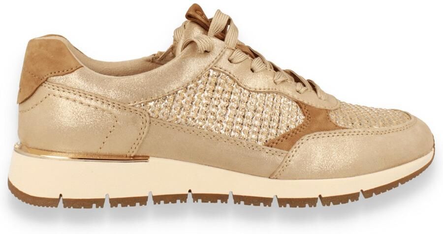 Tamaris Dames Sneaker Ivory Structure Goud