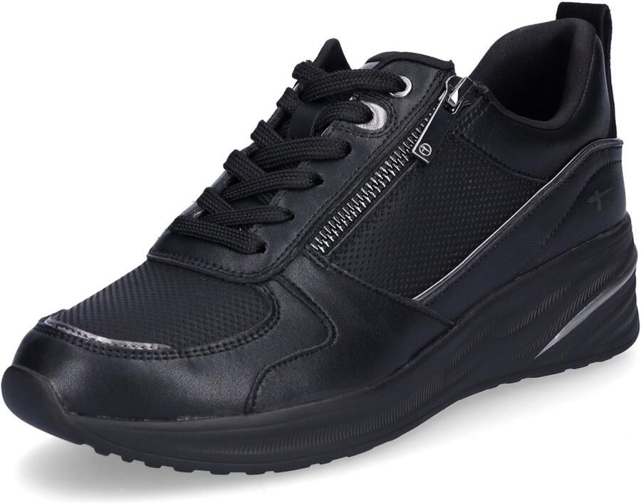 Tamaris dames sneaker met sleehak zwart