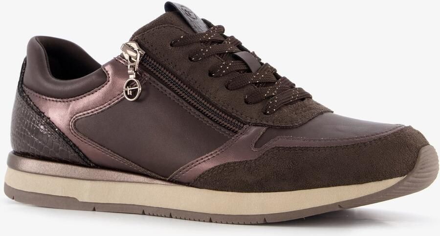 Tamaris dames sneakers met rits bruin Uitneembare zool - Foto 2
