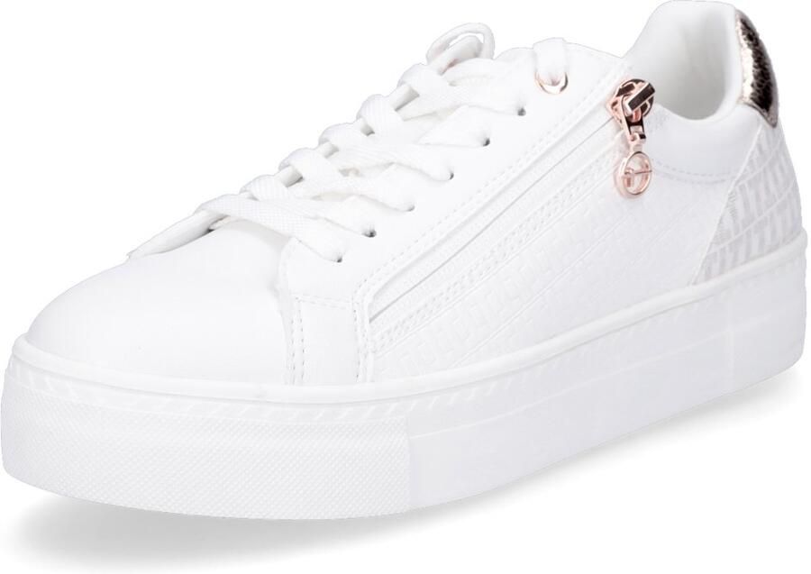 Tamaris Plateausneakers vrijetijdsschoen halfschoen veterschoen met inzetten en glinsterdetails