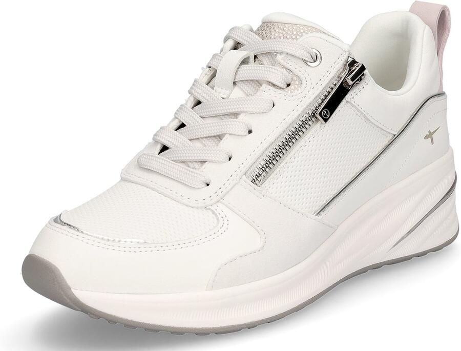 Tamaris dames sneakers met sleehak wit