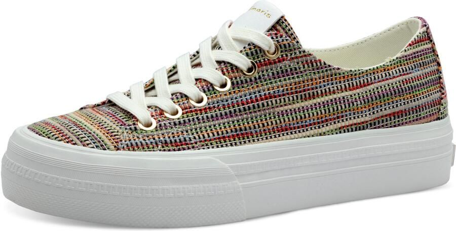 Tamaris Plateausneakers vrije tijd schoen lage schoen veterschoen met logo op de hiel