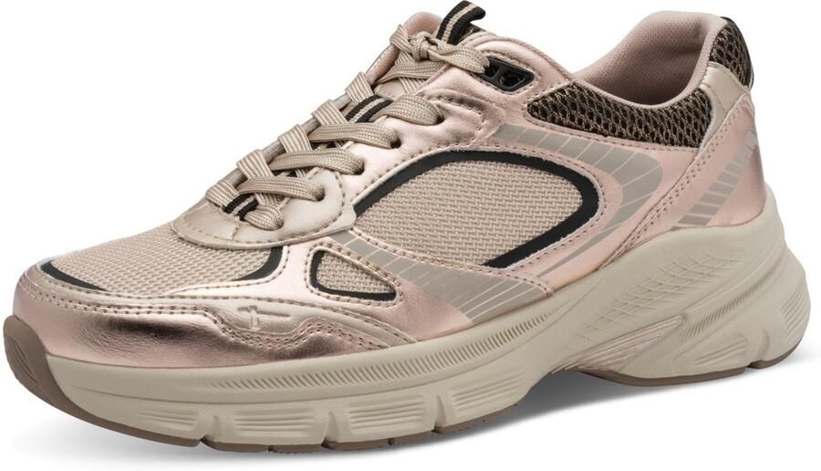 Tamaris Plateausneakers vrijetijdsschoen halfhoge schoen veterschoen details in metallic optiek - Foto 2