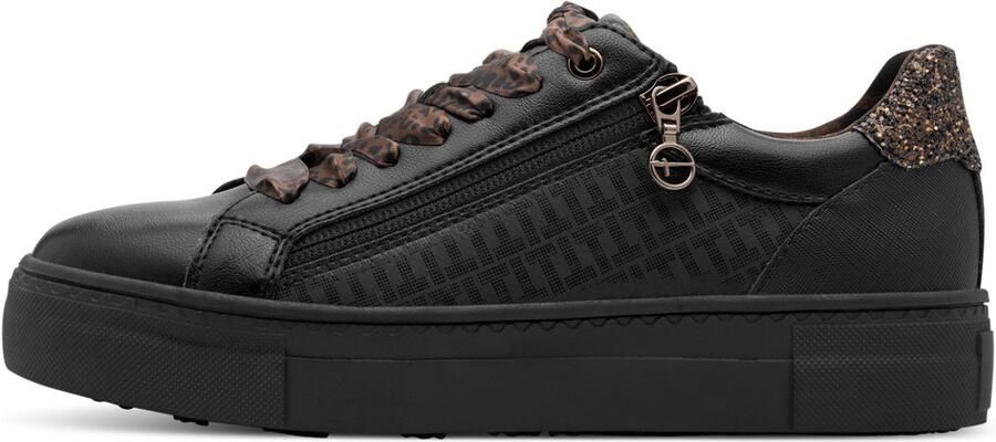 Tamaris lage toptrainers 1-23313-41-090 damesschoenen vegan zwart luipaardprint - Foto 2
