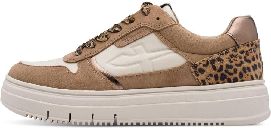 Tamaris Sneakers laag lichtbeige karamel brons zwart