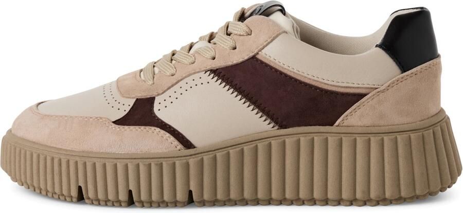 Tamaris Sneakers laag crème lichtbruin donkerrood zwart