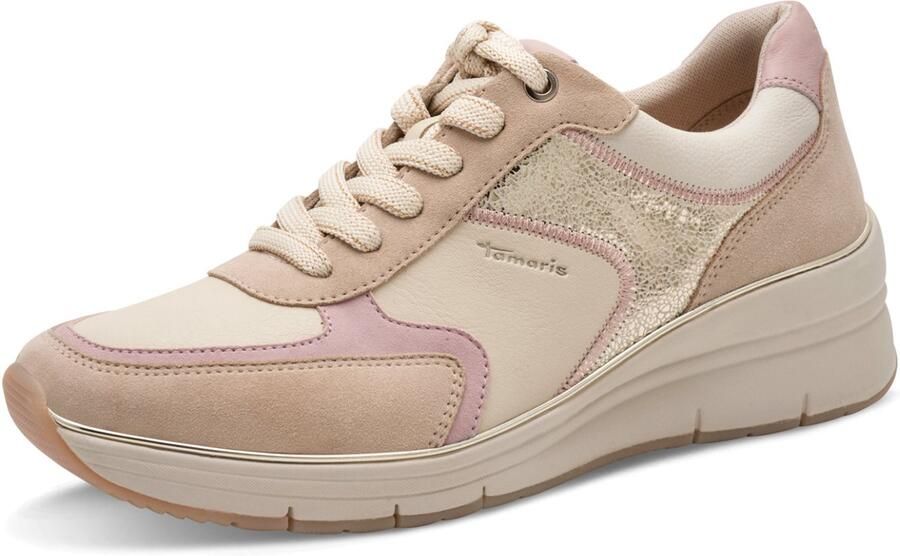 Tamaris Sneakers laag beige goud pastellila pastelroze