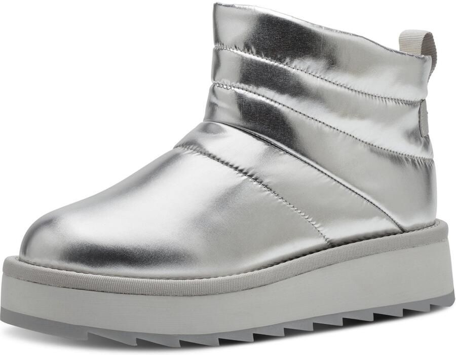 Tamaris Metallic Zilveren Vegan Rits Enkellaars Gray Dames