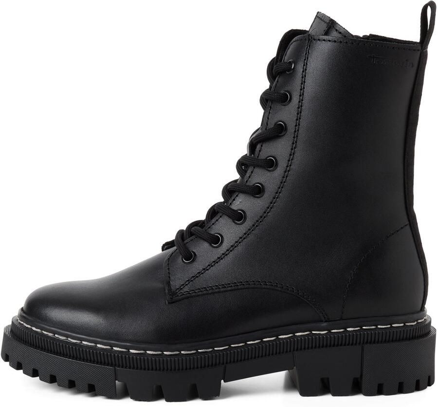 Tamaris Veterlaarsjes 'Schnürstiefel n 1-25276-41 003 Echtleder in schwarz' zwart