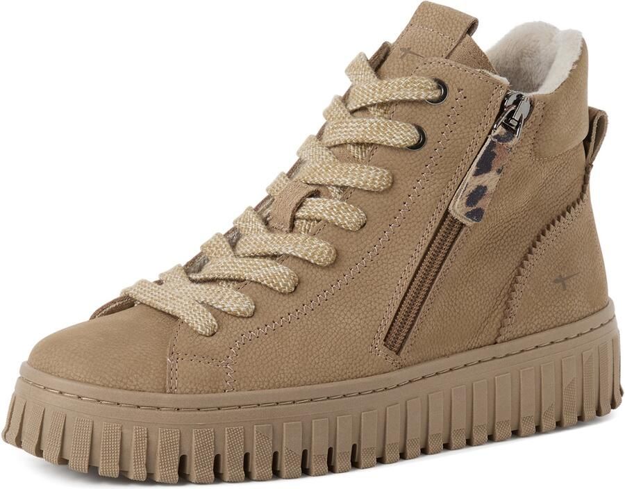 Tamaris damesleren enkellaarsjes 1-25201-47-400 Lace Boot beige