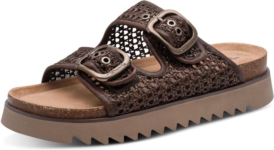 Tamaris damesmuiltjes 1-27516-46-304 Damesschoenen Plateau Veganistisch Donkerbruin