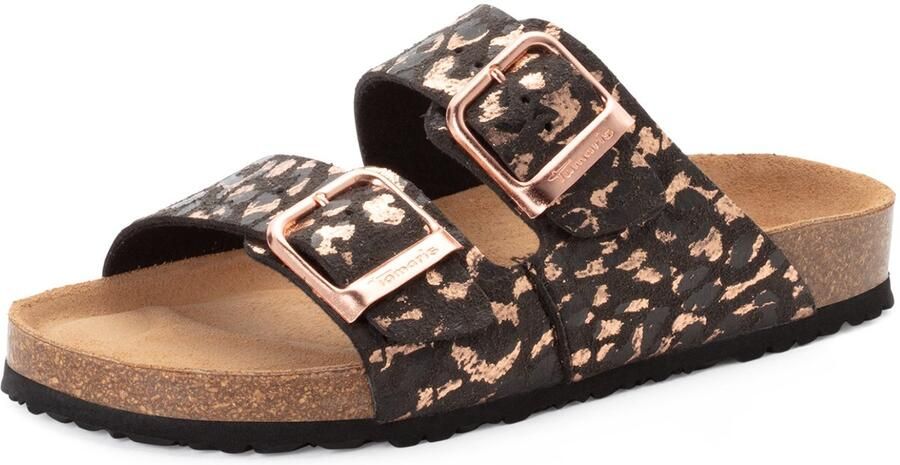 Tamaris damesmuiltjes 1-27523-46 090 Damesschoenen Leer Zwart Luipaard