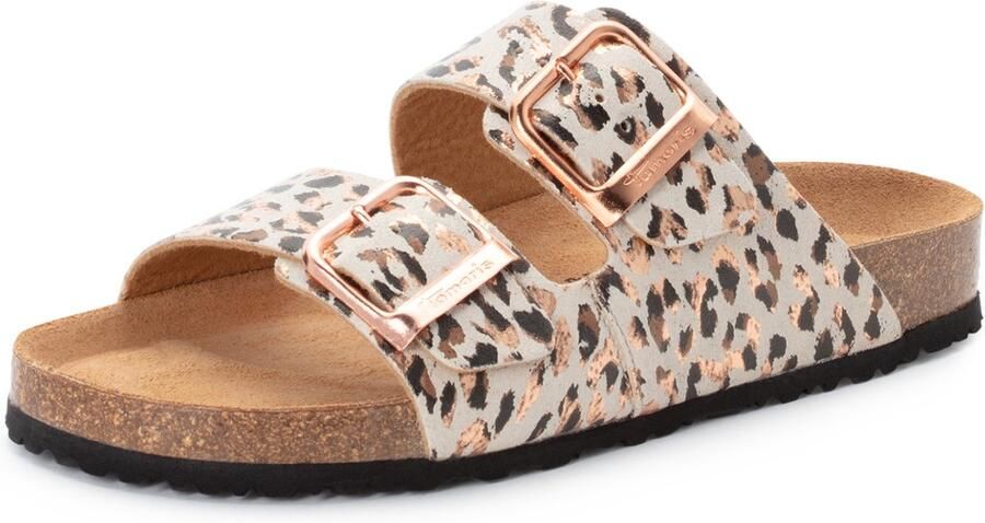 Tamaris damesmuiltjes 1-27523-46 490 Damesschoenen Leer Beige Luipaard