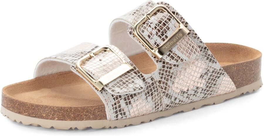 Tamaris damesmuiltjes 1-27523-46 492 Damesschoenen Leer Beige Snake