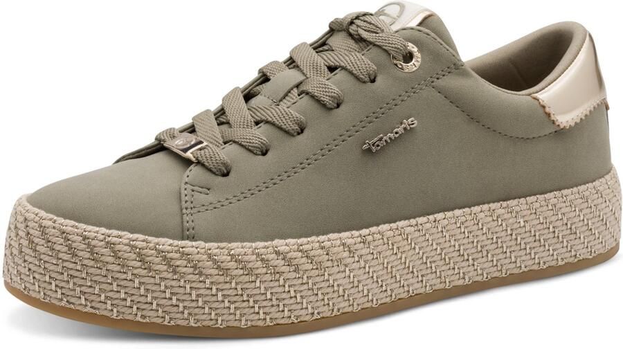 Tamaris Plateausneakers vrijetijdsschoen lage schoen veterschoen met textielkoord aan het plateau
