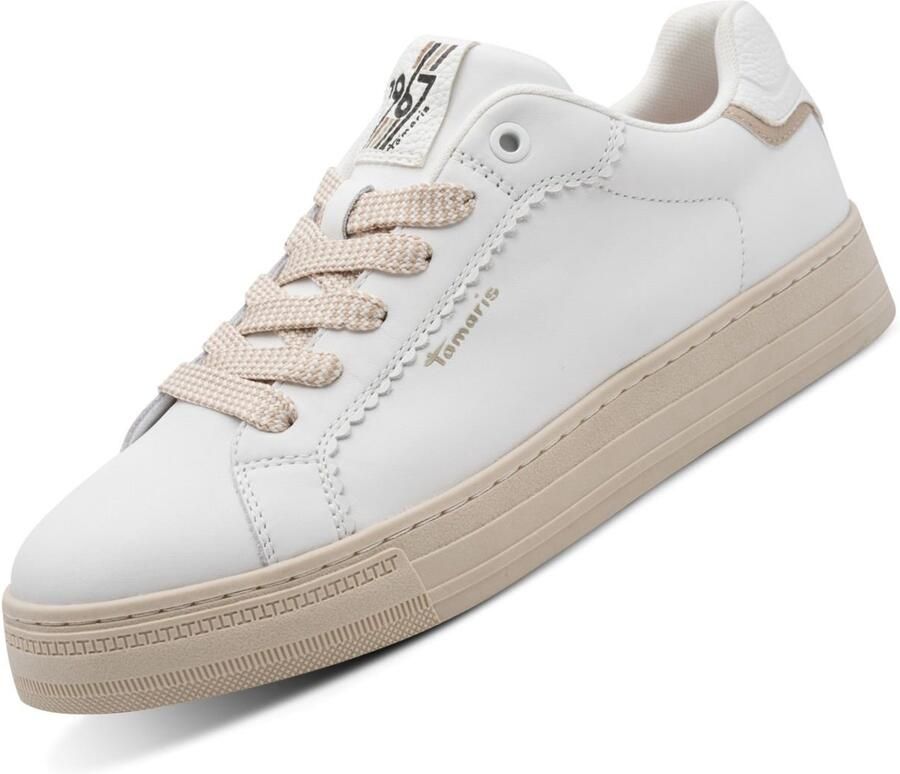 Tamaris dames leren sneaker 1-23730-47-117 dames veterschoen Wit