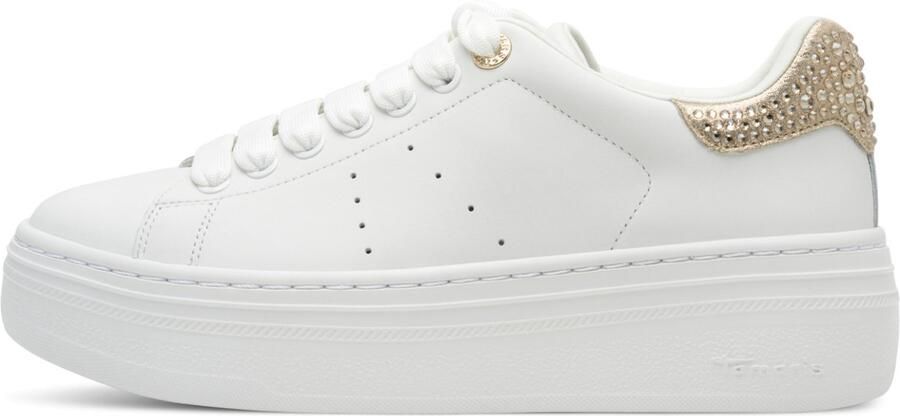 Tamaris Plateausneakers veterschoen halfhoge schoen met opvallende sierstenen op de hiel