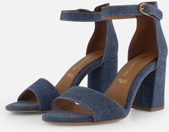 Tamaris Denim Sandalen met hak blauw Textiel Dames