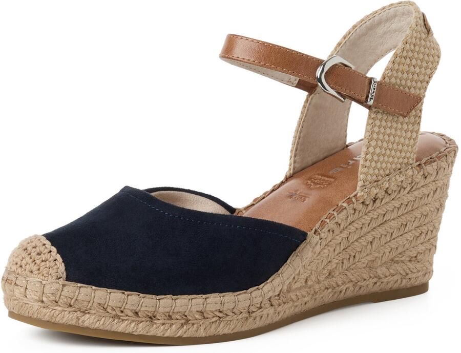 Tamaris Blauwe Suède Espadrille Sleehak Sandaal Multicolor Dames