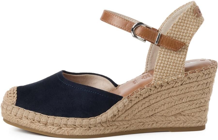 Tamaris Blauwe Suède Espadrille Sleehak Sandaal Multicolor Dames