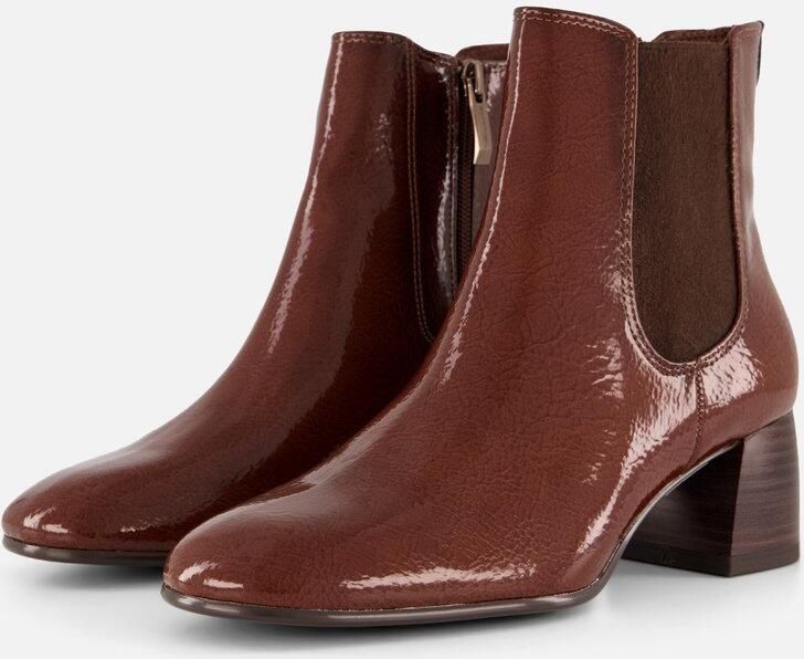 Tamaris Essentials Enkellaarsjes cognac Lak