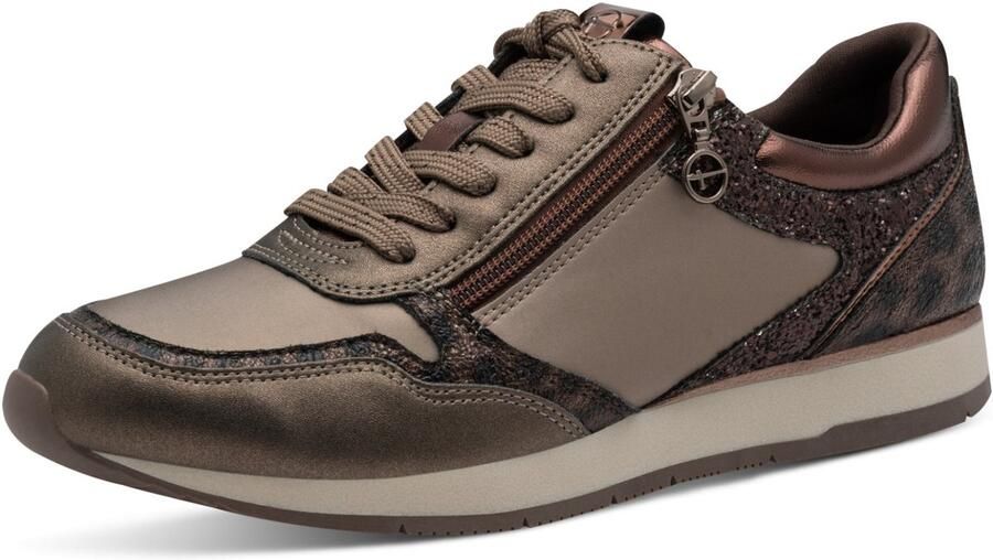 Tamaris Plateausneakers vrijetijdsschoen lage schoen veterschoen met subtiele metallic-details