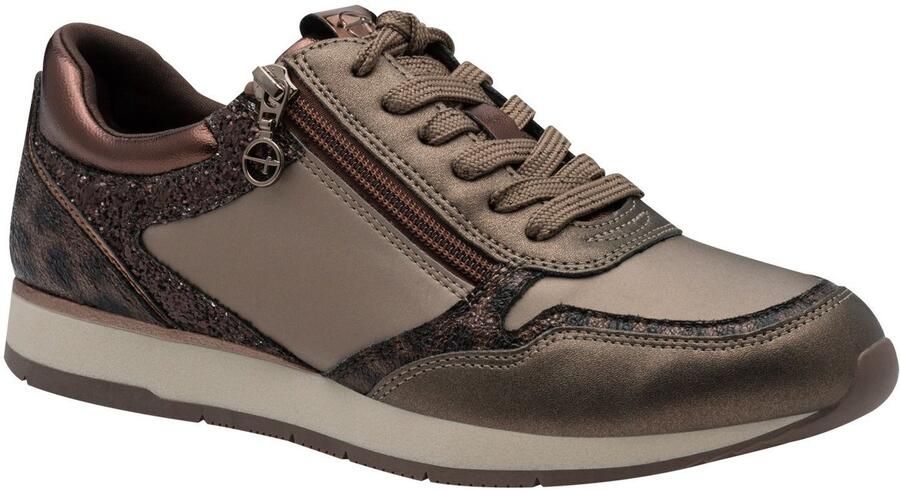 Tamaris Plateausneakers vrijetijdsschoen lage schoen veterschoen met subtiele metallic-details