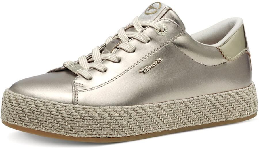 Tamaris Plateausneakers vrijetijdsschoen lage schoen veterschoen met textielkoord aan het plateau