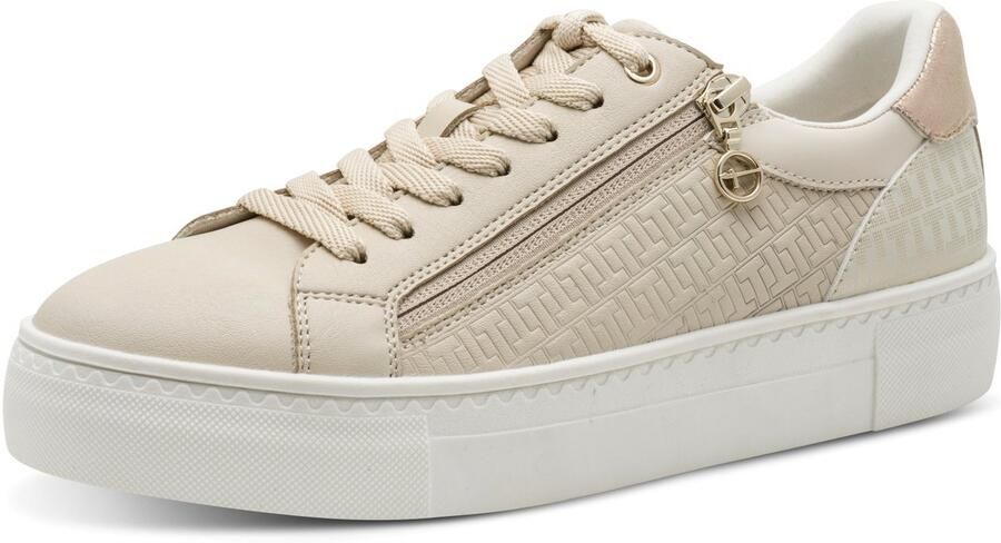 Tamaris Plateausneakers vrijetijdsschoen halfschoen veterschoen met inzetten en glinsterdetails