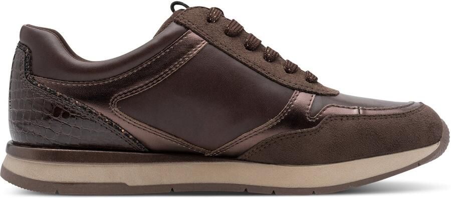 Tamaris dames sneakers met rits bruin Uitneembare zool
