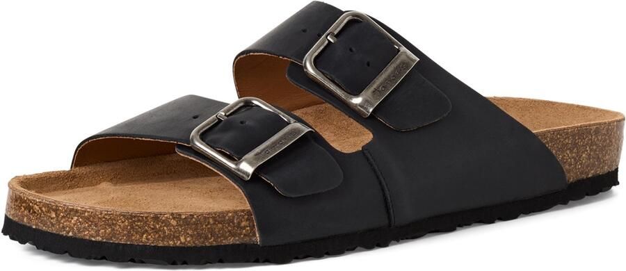 Tamaris heren leren slippers 1-17400-44-010 met voetbed zomerschoenen zwart - Foto 2