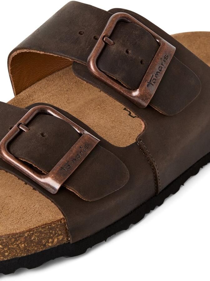Tamaris heren leren slippers 1-17400-44-309 met voetbed zomerschoenen bruin - Foto 2