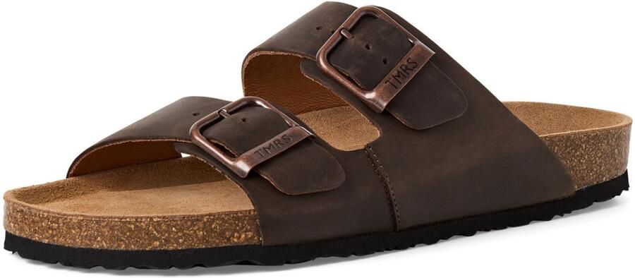 Tamaris heren leren slippers 1-17400-44-309 met voetbed zomerschoenen bruin